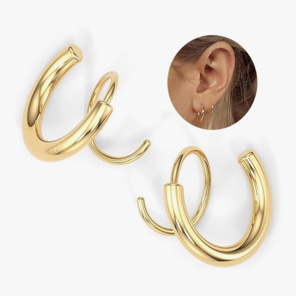 14k Spiral Gold Hoops - Picture 4 of 4